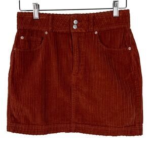 BDG Urban Outfitters Wide Wale Corduroy Burnt‎ Orange Mini Skirt Size Small
